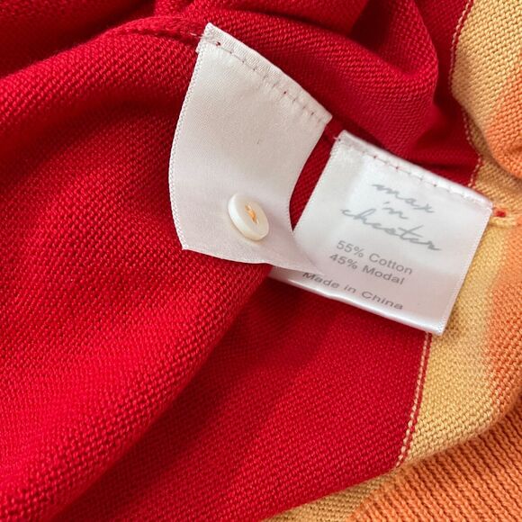 Max 'n Chester Knit Polo Shirt Men's L Red Striped Cotton/modal  Casual - Picture 6 of 7